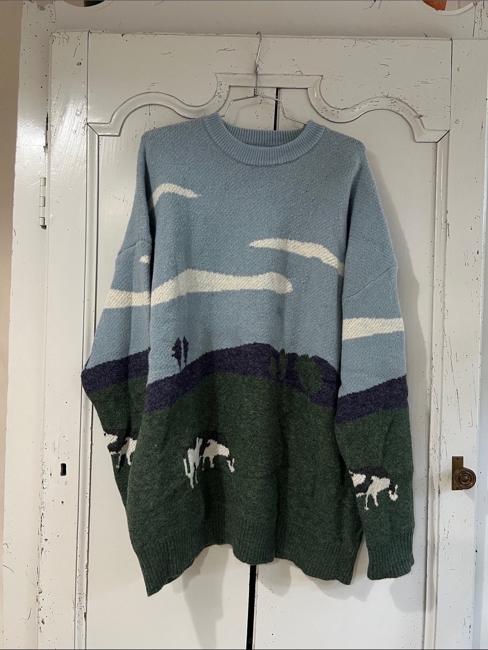 English Countryside Cottage Core Susie Lee Inspired Oversized Knit Sweater, XL
